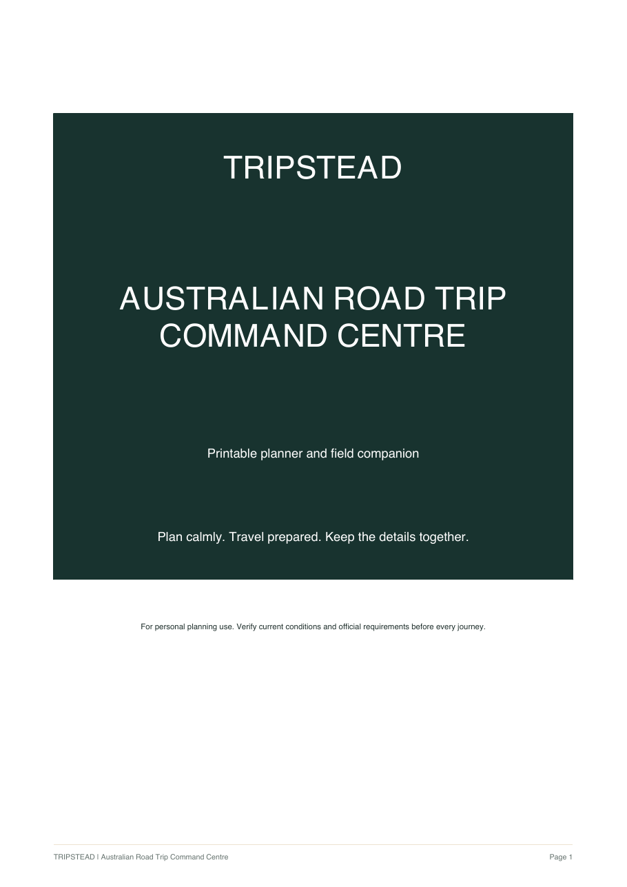 Australian Road Trip Command Centre